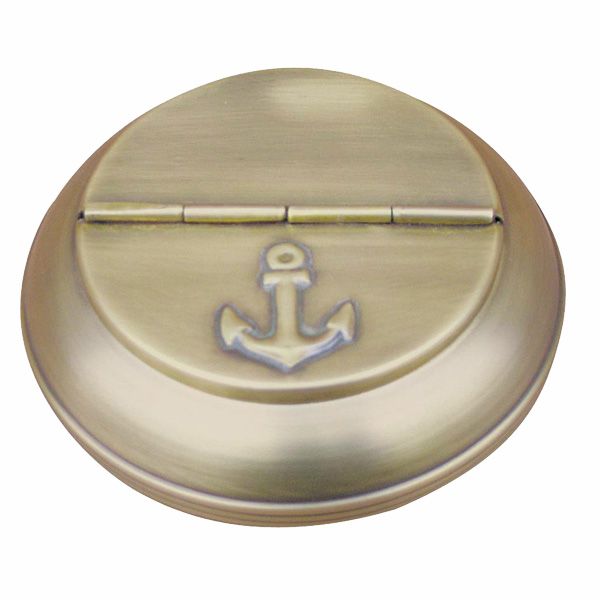 maritimer Aschenbecher - Messing, antik - mit Ankermotiv auf Deckel 10 cm - maritime-deco