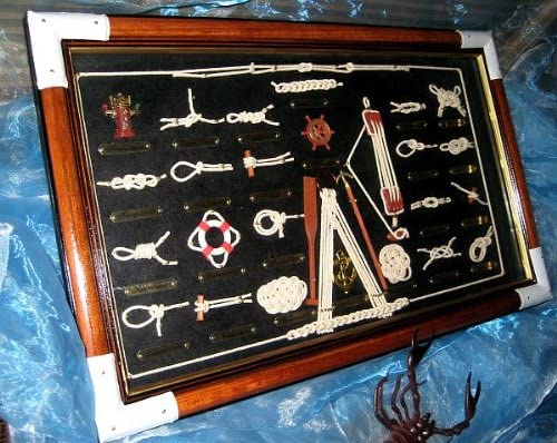 Große Knotentafel unter Glas mit Knotenbezeichnung - französisch - maritime-deco