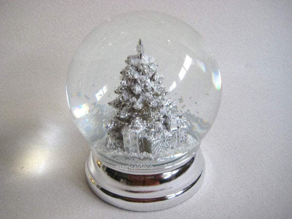 XL- Edel Schneekugel- Tannebaum, Geschenke - versilbert und anlaufgeschützt - 12 cm- 750g - maritime-deco