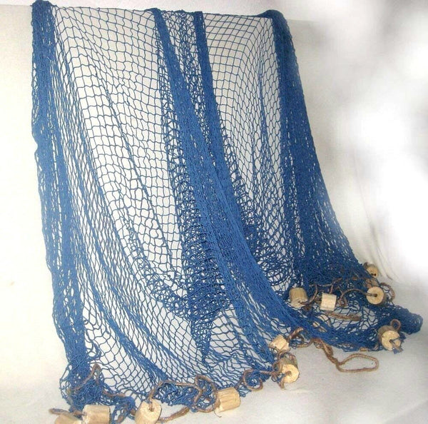 Großes Fischernetz mit Schwimmern - 3,4 m- Farbe blau- Dekonetz