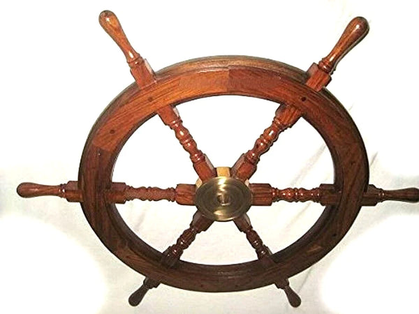 Volante de madera y buje de latón macizo - 90 cm - Calidad SUPERIOR 