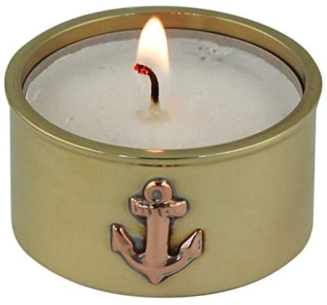 Portavelas de latón - ancla marítima 
