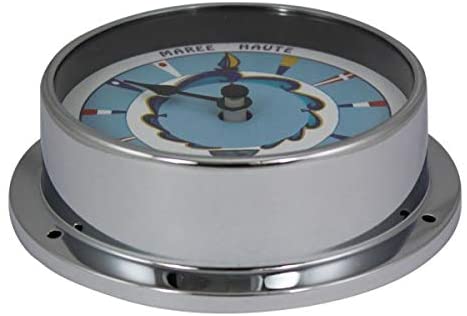 Reloj de marea ligero - en forma de ojo de buey - esfera de bandera - niquelado - diámetro 11,5 cm - reloj de marea 