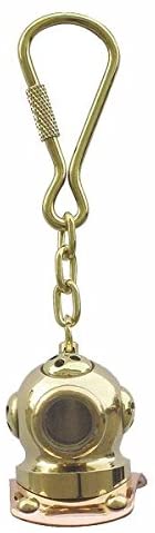 2X llavero campana de buceo - 41g latón macizo/cobre L 9 cm - mosquetón 