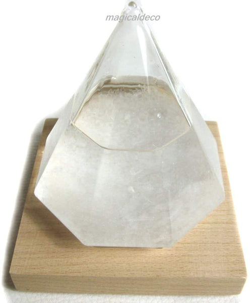 Vidrio de tormenta/barómetro/vidrio meteorológico sobre madera - 13x 10 cm 