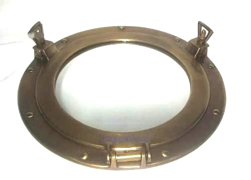 Espejo de ojo de buey de latón antiguo - resistente al deslustre - SIN pulido 