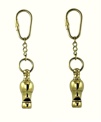 2X Schlüsselanhänger- Pfeife- Massive Verarbeitung Messing- Karabiner