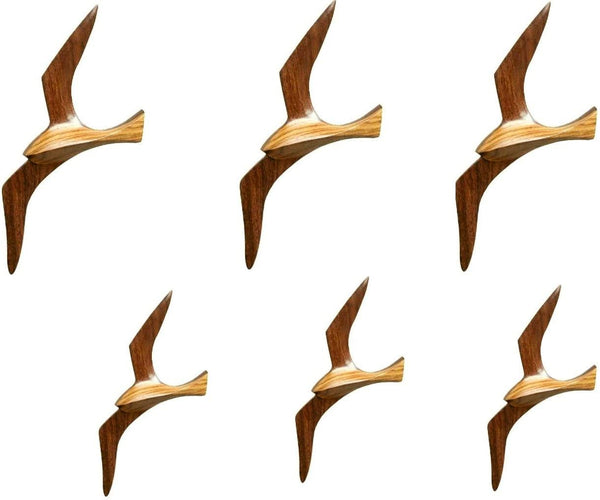 6er Set- Möwe- Wanddeko mit Aufhängeringen- aus Holz - Maritime Deko- 25,5 cm