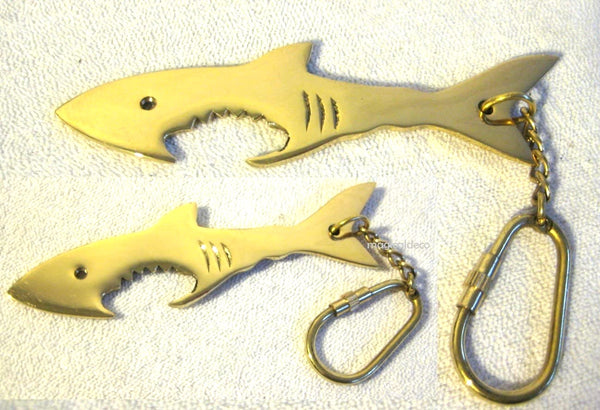 2X llavero abridor de botellas HAI - mosquetón de latón macizo 