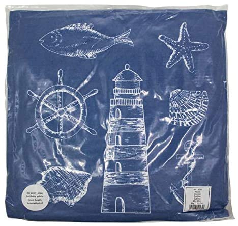 1X Maritim Kissenbezug mit Füllung Anker, Leuchtturm, Steuerrad, Muschel- 40 cm - maritime-deco