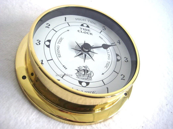 Reloj de marea ligero en forma de ojo de buey, de latón - diámetro 14,5 cm 