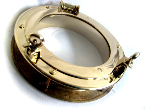 Ventana de ojo de buey EMPOTRADA para barco - latón - maciza 3800 g 