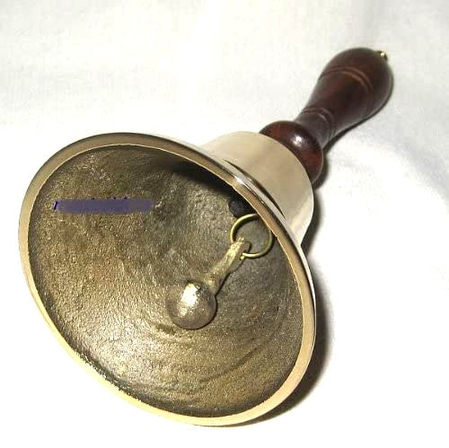 Campana de barra pequeña y estable, campana de barra de latón con mango de madera, altura 12,5 cm 