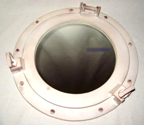 Espejo de ojo de buey marítimo - aspecto aluminio marfil 