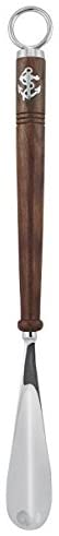 *Maritimer Schuhanzieher aus Messing, vernickelt mit Holzgriff 47 cm - maritime-deco