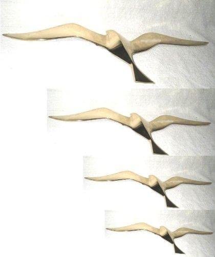 4er Set- Möwen 13,5 cm- Wanddeko mit Aufhängeringen- aus Messing - Maritime Deko