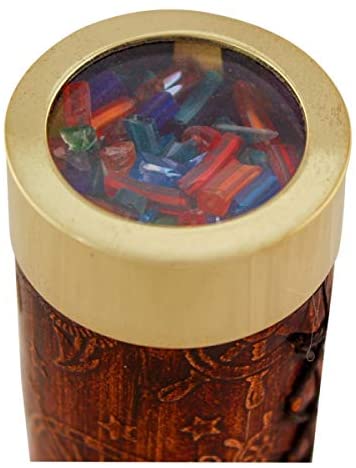 Caleidoscopio de latón con revestimiento de cuero 17 cm 