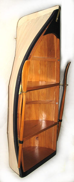 Estante en forma de barco - con remos - de madera - parcialmente pintado 