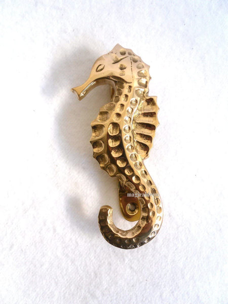 Maritim- Kleiner Türklopfer - massiv Messing- 14 cm- Seepferdchen- Seahorses