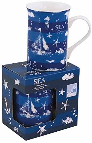 1X Vintage- Porzellan- Tasse, Kaffeepott, Becher- Maritime Motive in dekorativer Geschenkebox