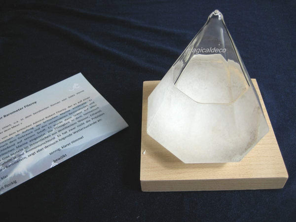 Vidrio de tormenta/barómetro/vidrio meteorológico sobre madera - 13x 10 cm 