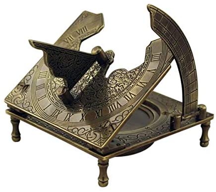 Brújula para reloj de sol de diseño antiguo, bruñida 