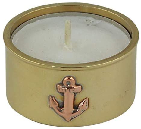 Portavelas de latón - ancla marítima 