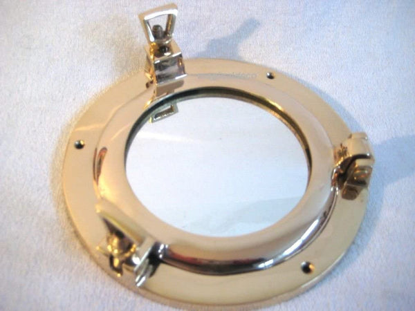 Pequeño espejo de ojo de buey de latón que se puede abrir - ventana de 14,5 cm 
