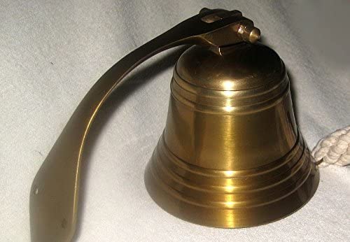 Juego de 4 - regalo/juego pirata - aro salvavidas 30 cm, volante 30 cm, campana de barco 10/40 cm, espejo de ojo de buey 23 cm latón 