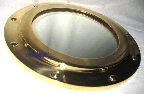 Elegante espejo de ojo de buey - latón - cerrado 30 cm 