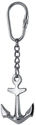 2X llaveros- ancla- latón macizo, niquelado- mosquetón 