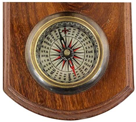 Telescopio de latón con base de cuero + brújula - diseño antiguo 