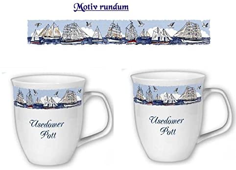 Juego de 2 - porcelana - taza grande, cafetera, taza - Usedom - diseño de producto alemán 