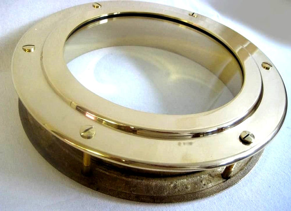 Ventana de ojo de buey - ventana - ventana de barco - latón - cerrada - maciza 3500 g - para instalación en puerta/pared 