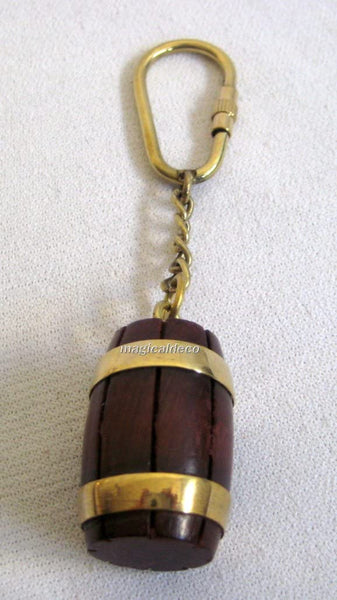 2X llavero/anillo - marítimo- madera, latón- rústico- barril de madera 