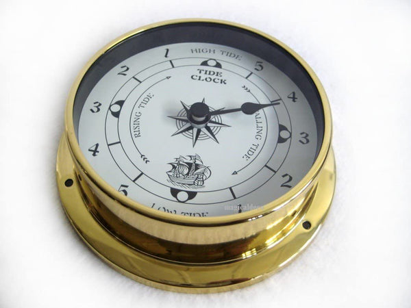 Reloj de marea ligero en forma de ojo de buey, de latón - diámetro 14,5 cm 