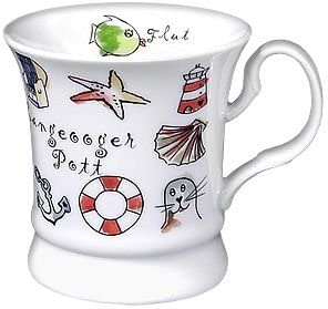 2 Stück- Porzellan- Tasse, Kaffeehaferl, Becher - Langeooger Pott - maritim -deutsches Produktdesign - maritime-deco