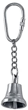 2X Schlüsselanhänger- Glocke- massiv Messing, vernickelt- Karabiner