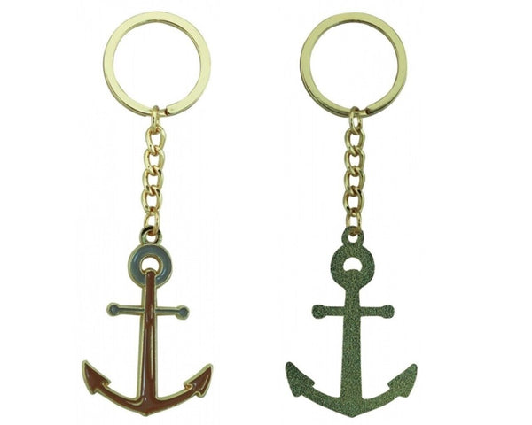 Llavero/anillo 2X ANCLA - marítimo - zinc esmaltado 