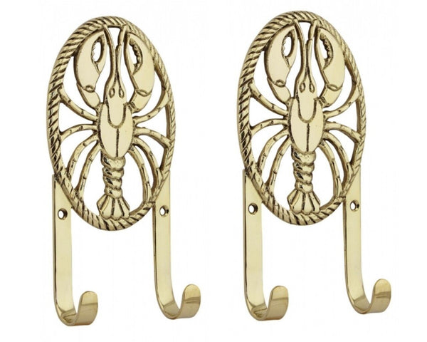 2 Stück- doppelter Wandhaken- Schlüsselhaken aus Messing- Hummer
