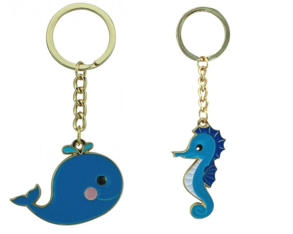 2X llavero/anillo - marítimo - criaturas marinas esmaltadas en zinc 