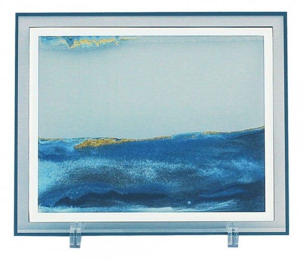 Cuadro rectangular con arena y agua de cristal - 30 cm 