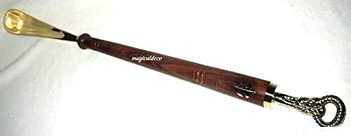 Elegante cuchara tipo calzador de madera y suspensión de cordón de latón 