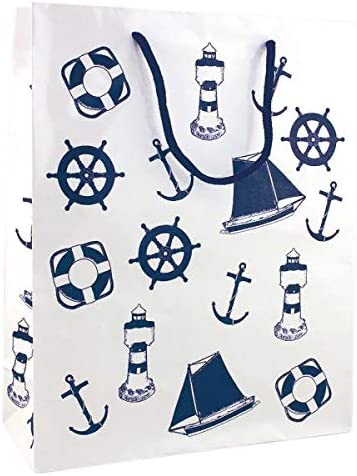 Elegante bolsa de regalo brillante lacada marítima 33 cm 
