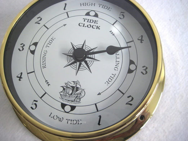 Reloj de marea ligero en forma de ojo de buey, de latón - diámetro 14,5 cm 