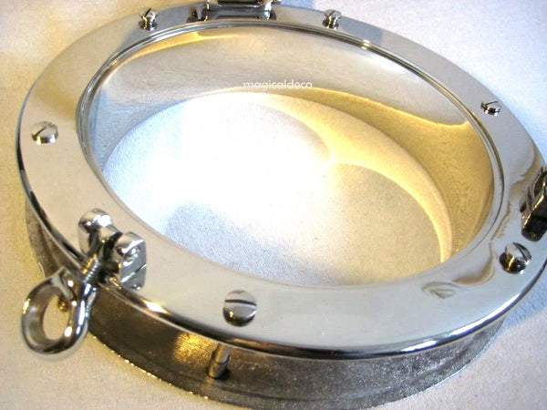 Ventana de ojo de buey - ojo de buey simple - ventana de barco - latón, niquelado - 30 cm 