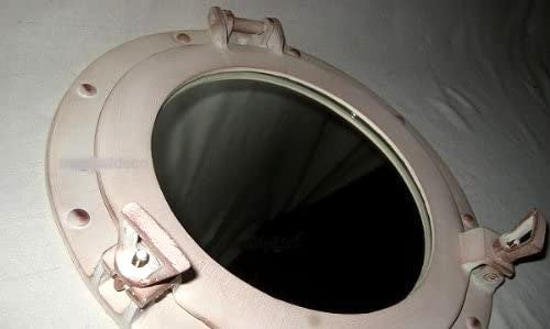 Espejo de ojo de buey marítimo XL - aluminio - aspecto marfil - 50 cm 