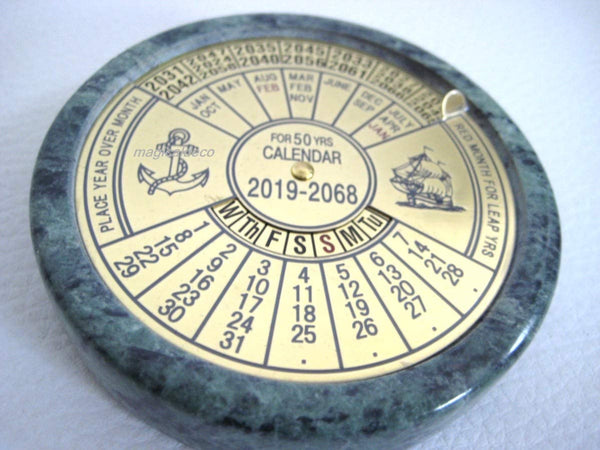 Calendario Perpetuo-Cada Año Calendario-Calendario Perpetuo-Latón sobre Mármol 