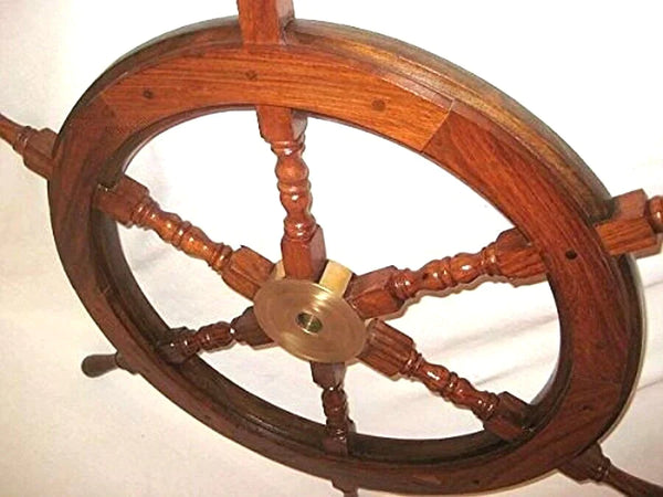 Volante grande de madera y buje de latón macizo - 60 cm - primera calidad 