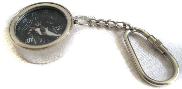 2X llavero/anillo - marítimo - latón, niquelado - mosquetón - brújula 